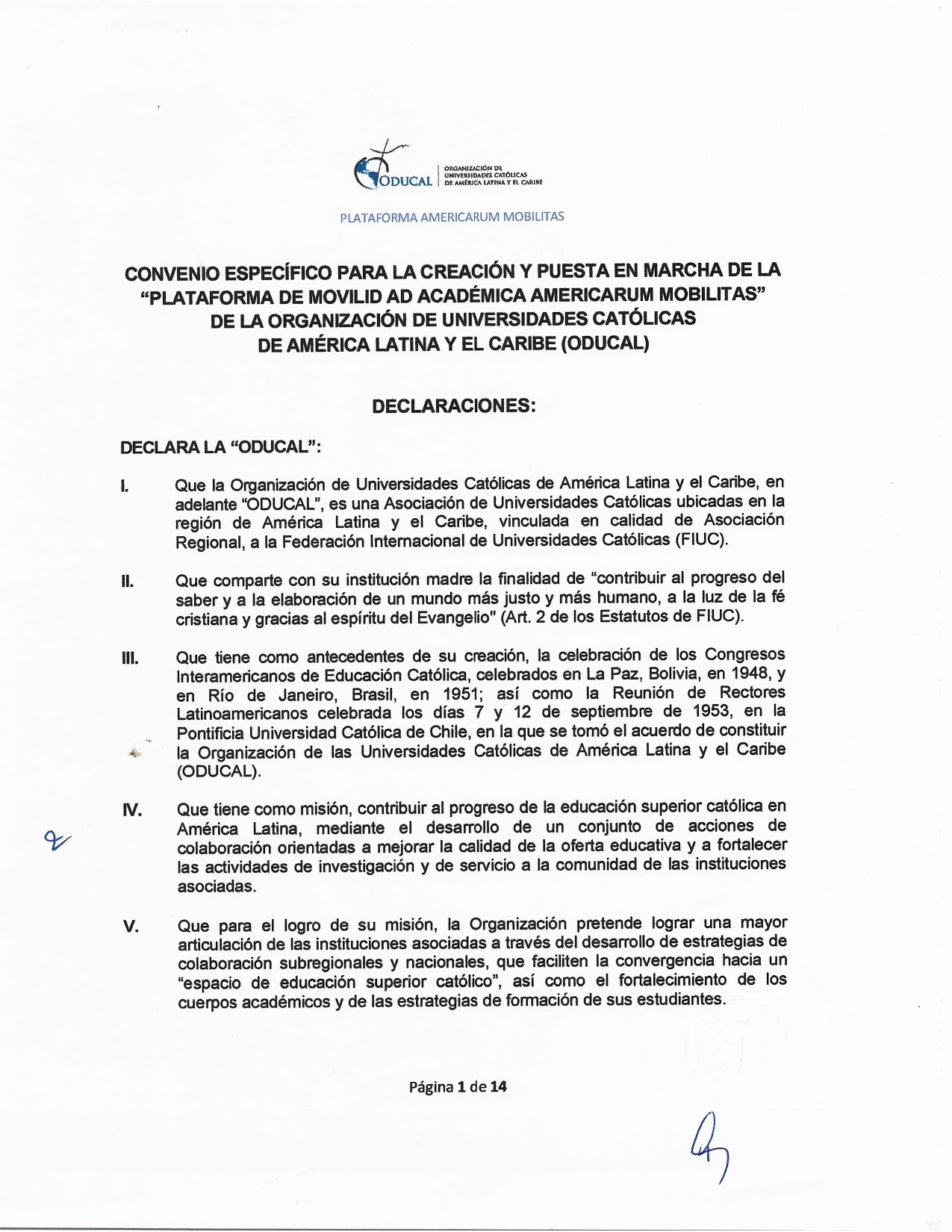 Universidad Católica de Asunción se adhiere a la plataforma Americarum Mobilitas de ODUCAL